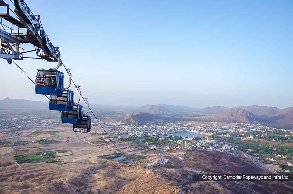 damodar ropeways, pushkar ropeway, savitri temple ropeway