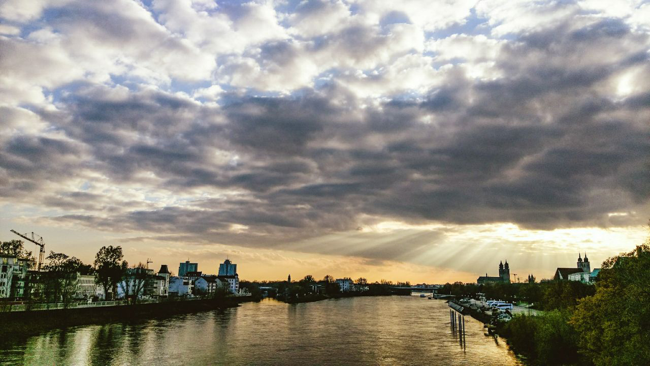 river Elbe, sunset