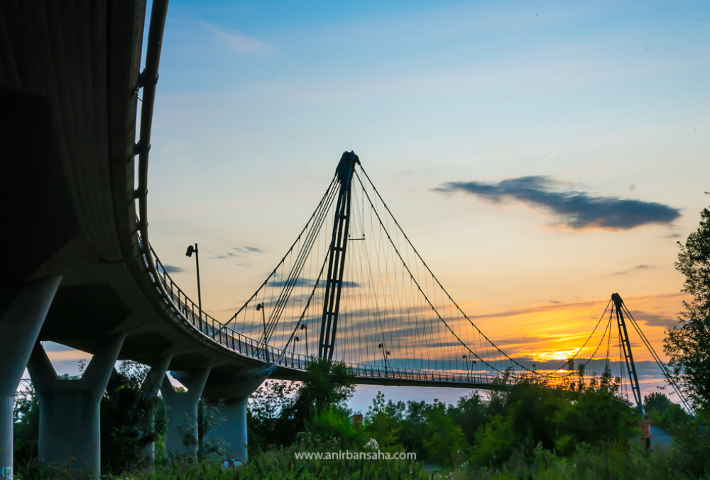 Magdeburg: Herrenkrug bridge at sun set.