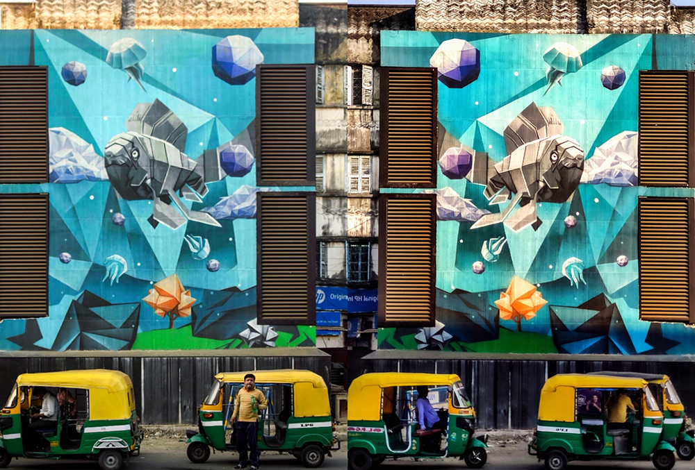 New wall painting, Kolkata. Photograph: Bodhisatta Singha Roy